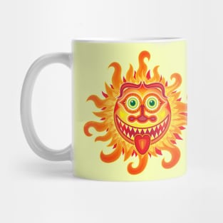 Mischievous summer sun grinning and sticking its tongue out Mug